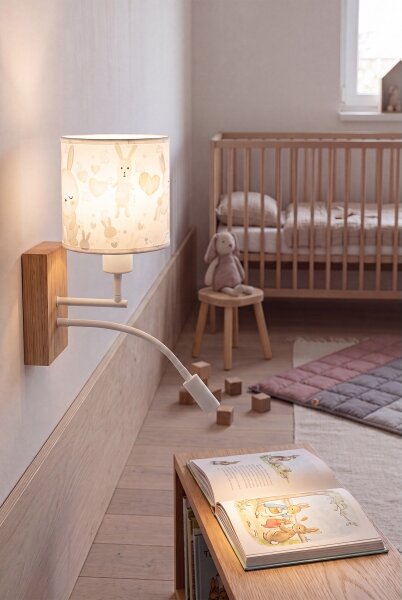 Brilagi - LED гъвкава лампа BOBO WOOD 1xE27/25W/230V + LED/3W дъб/бял/с зайчета
