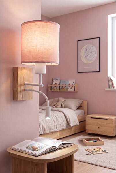 Brilagi - Гъвкава LED лампа BOBO WOOD 1xE27/25W/230V + LED/3W дъб/бяла/розова