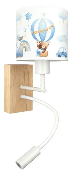 Brilagi - LED Flex. лампа BOBO WOOD 1xE27/25W/230V + LED/3W дъб/бяла/синя/medv