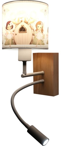 Brilagi - гъвкава LED лампа BOBO WOOD 1xE27/25W/230V + LED/3W дъб/бяла/розова/феи