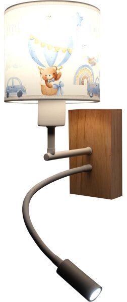 Brilagi - LED Flex. лампа BOBO WOOD 1xE27/25W/230V + LED/3W дъб/бяла/синя/medv