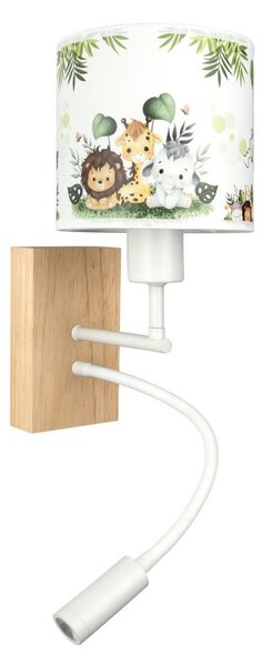 Brilagi - LED Flex. лампа BOBO WOOD 1xE27/25W/230V + LED/3W дъб/бяла/зелена/джунгъл