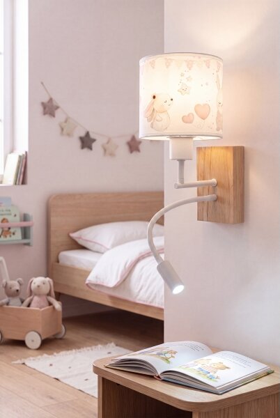 Brilagi - LED Flex. лампа BOBO WOOD 1xE27/25W/230V + LED/3W дъб/бяла/крем./крал