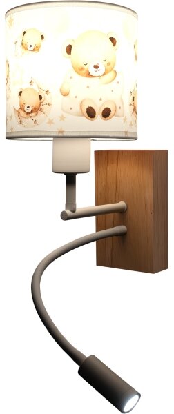 Brilagi - LED Flex. лампа BOBO WOOD 1xE27/25W/230V + LED/3W дъб/бяла/мечета