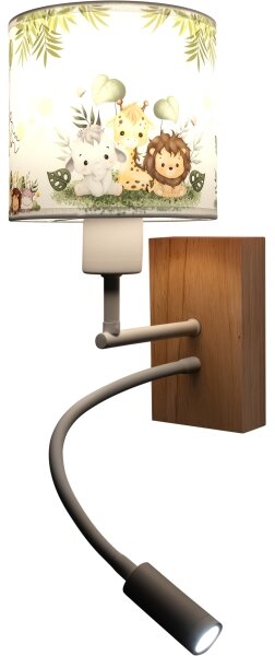 Brilagi - LED Flex. лампа BOBO WOOD 1xE27/25W/230V + LED/3W дъб/бяла/зелена/джунгъл