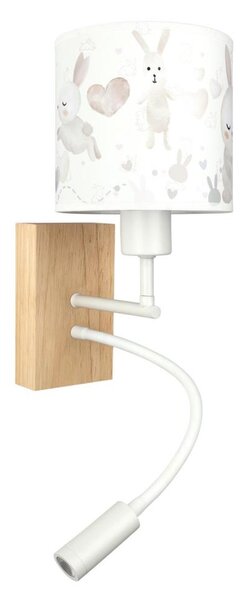 Brilagi - LED гъвкава лампа BOBO WOOD 1xE27/25W/230V + LED/3W дъб/бял/с зайчета