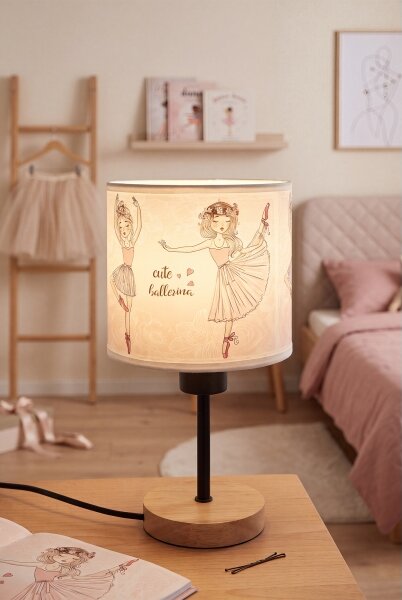 Brilagi - Настолна лампа BOBO WOOD 1xE27/25W/230V дъбова/черна/бяла/розова/балеринки