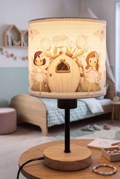 Brilagi - Настолна лампа BOBO WOOD 1xE27/25W/230V дъб/черна/бяла/розова/феи