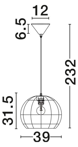 Ратаново висящо осветително тяло в естествен цвят ø 39 cm Rielo – Nova Luce