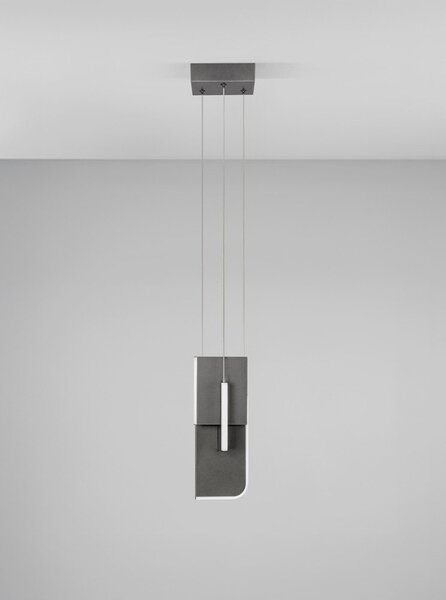 Светлосиво метално LED затъмняващо се висящо осветително тяло Totem – Nova Luce