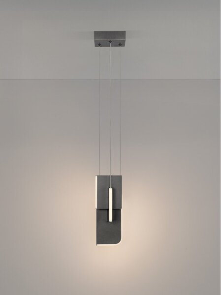 Светлосиво метално LED затъмняващо се висящо осветително тяло Totem – Nova Luce