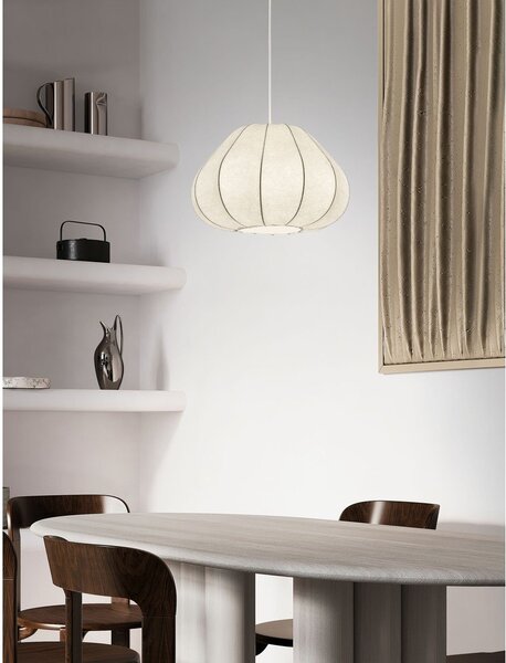 Текстилно висящо осветително тяло в матово бял цвят ø 50 cm Bora – Nova Luce
