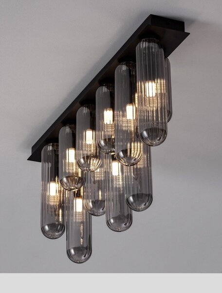Сиво стъклено осветително тяло за таван със стъклен абажур 10x72 cm Gustave – Nova Luce