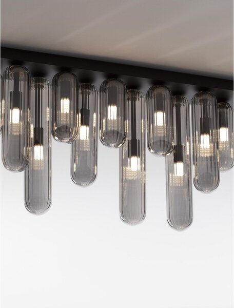 Сиво стъклено осветително тяло за таван със стъклен абажур 10x72 cm Gustave – Nova Luce