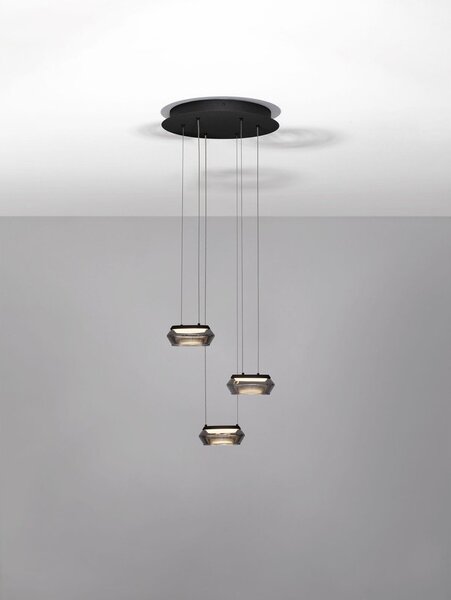 Матово черно стъклено LED затъмняващо се висящо осветително тяло ø 35 cm Jailyn – Nova Luce