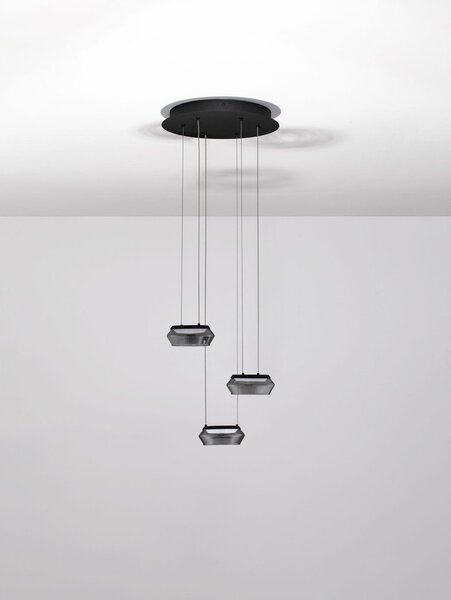 Матово черно стъклено LED затъмняващо се висящо осветително тяло ø 35 cm Jailyn – Nova Luce