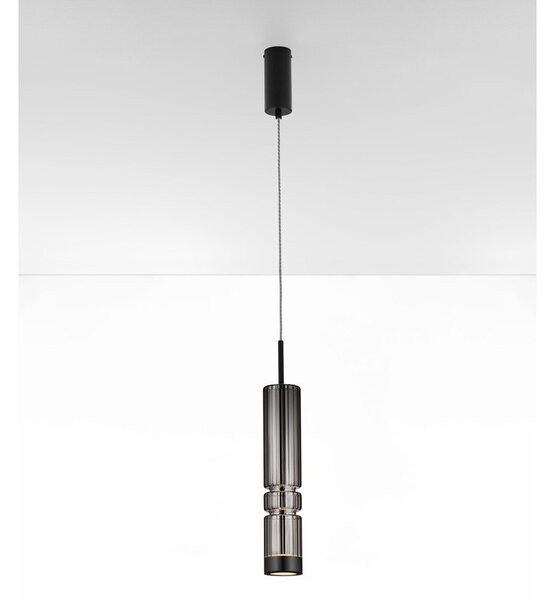Сиво стъклено LED висящо осветително тяло ø 8 cm Bento – Nova Luce