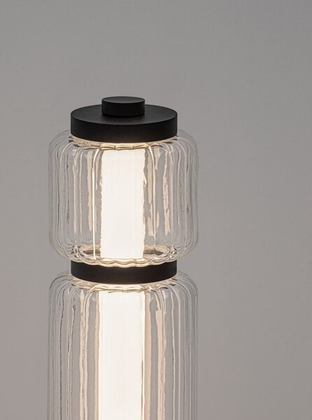 Матово черно стъклена LED подова лампа (височина 123 cm) Liesa – Nova Luce