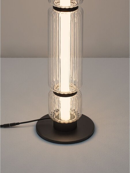 Матово черно стъклена LED подова лампа (височина 123 cm) Liesa – Nova Luce