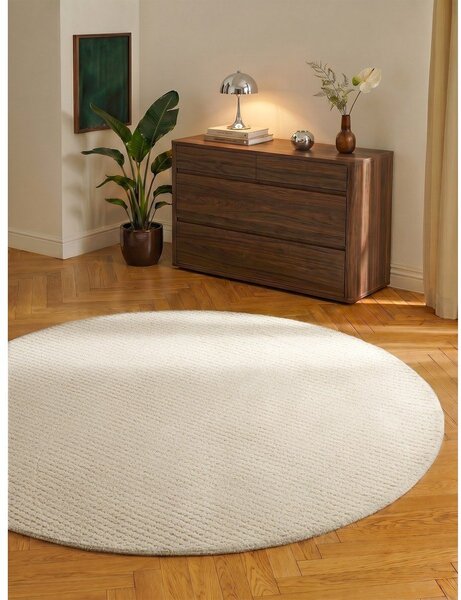 Кремав вълнен кръгъл килим ø 160 cm Eloise – Hanse Home