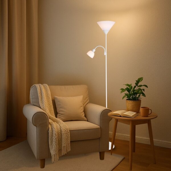 Brilagi - Подова лампа ARIANA 1xE27/100W/230V + 1xE14/25W бяла
