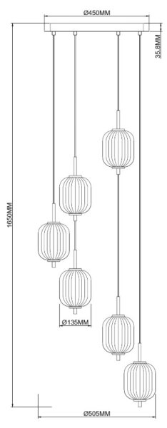 Zuma Line 003064-034750- LED полилей на кабел AKARI LED/34W/230V Ø 50,5 см златен