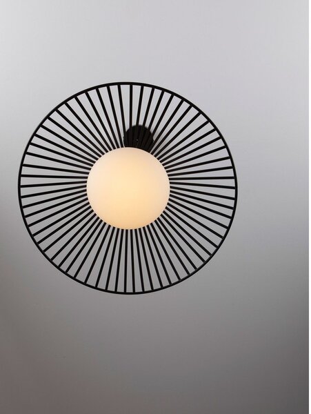 Матово черно метално LED висящо осветително тяло със стъклен абажур ø 50 cm Brume – Nova Luce