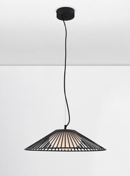 Матово черно метално LED висящо осветително тяло със стъклен абажур ø 50 cm Brume – Nova Luce