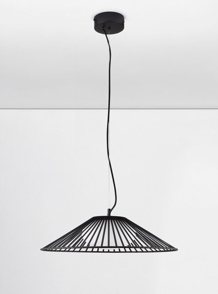 Матово черно метално LED висящо осветително тяло със стъклен абажур ø 50 cm Brume – Nova Luce