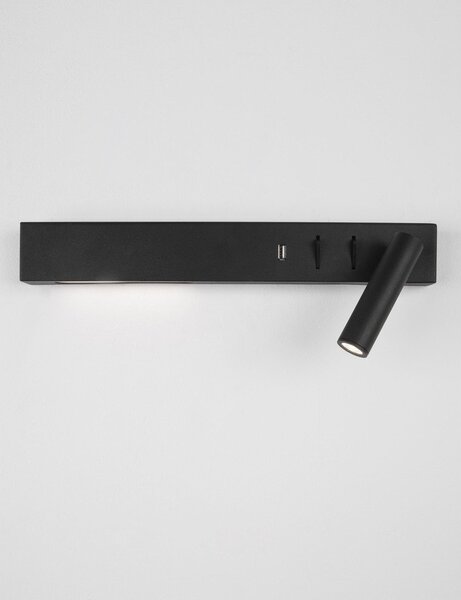 Матово черно метална LED стенна лампа с огъваща се структура/с USB порт Vida – Nova Luce