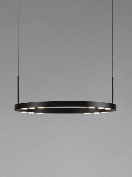 Матово черно алуминиево LED затъмняващо се висящо осветително тяло ø 40 cm Lunette – Nova Luce