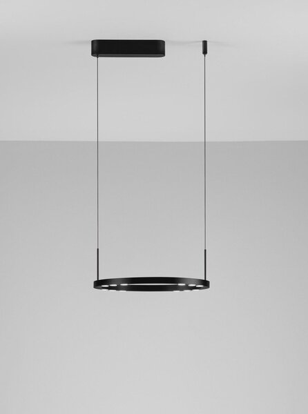 Матово черно алуминиево LED затъмняващо се висящо осветително тяло ø 40 cm Lunette – Nova Luce