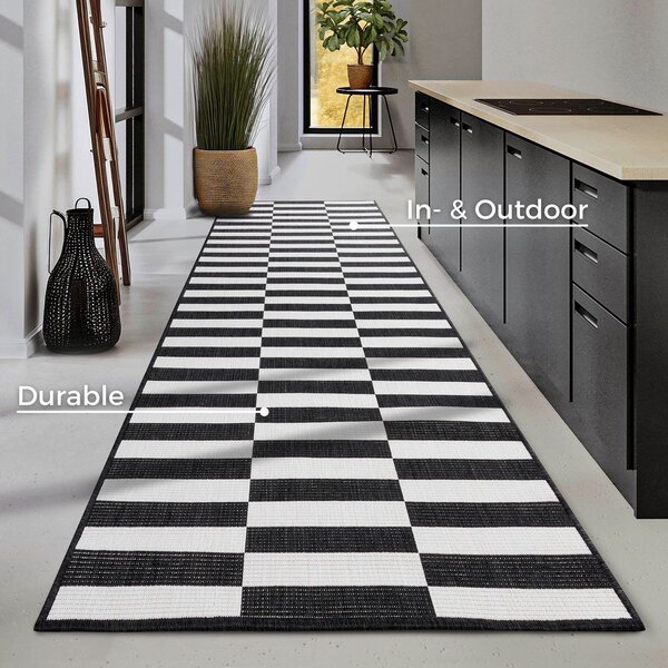 Черно-бял пътека за открито и закрито 80x200 cm Viela – Hanse Home