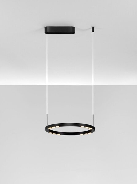 Матово черно алуминиево LED затъмняващо се висящо осветително тяло ø 40 cm Lunette – Nova Luce