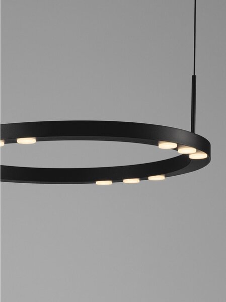 Матово черно алуминиево LED затъмняващо се висящо осветително тяло ø 40 cm Lunette – Nova Luce
