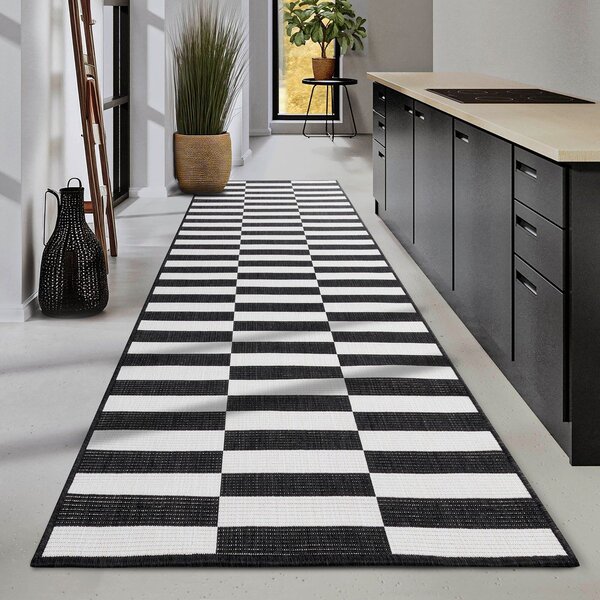 Черно-бял пътека за открито и закрито 80x200 cm Viela – Hanse Home