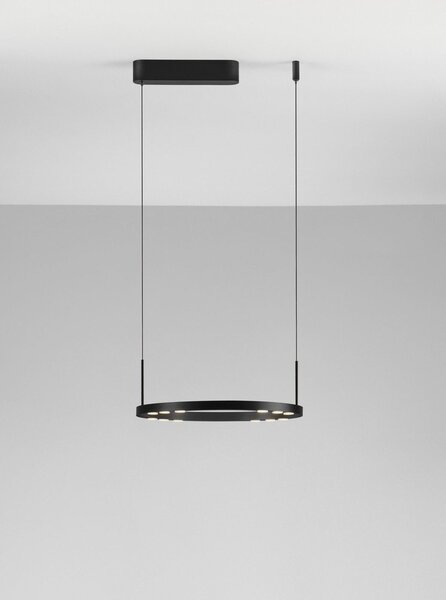Матово черно алуминиево LED затъмняващо се висящо осветително тяло ø 40 cm Lunette – Nova Luce