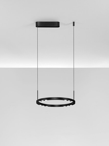 Матово черно алуминиево LED затъмняващо се висящо осветително тяло ø 40 cm Lunette – Nova Luce