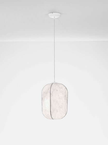 Бяло метално висящо осветително тяло с текстилен абажур ø 30 cm Pierida – Nova Luce