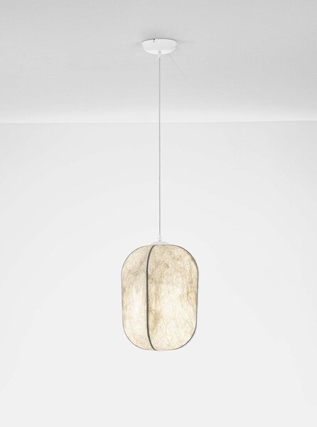 Бяло метално висящо осветително тяло с текстилен абажур ø 30 cm Pierida – Nova Luce