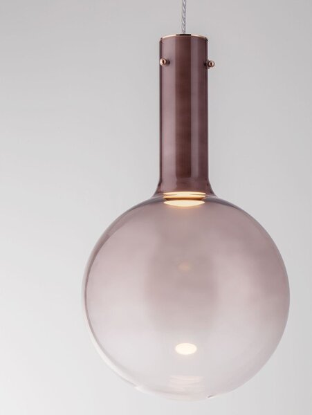 Кафяво стъклено LED затъмняващо се висящо осветително тяло ø 25 cm Nostos – Nova Luce