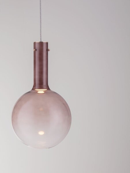 Кафяво стъклено LED затъмняващо се висящо осветително тяло ø 25 cm Nostos – Nova Luce