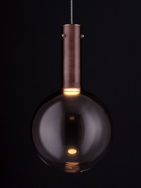 Кафяво стъклено LED затъмняващо се висящо осветително тяло ø 25 cm Nostos – Nova Luce