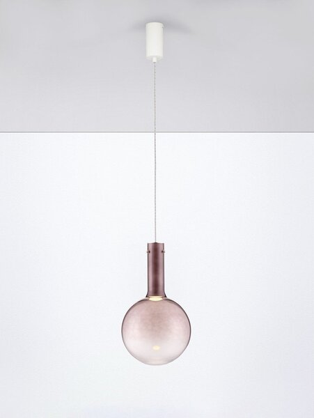 Кафяво стъклено LED затъмняващо се висящо осветително тяло ø 25 cm Nostos – Nova Luce