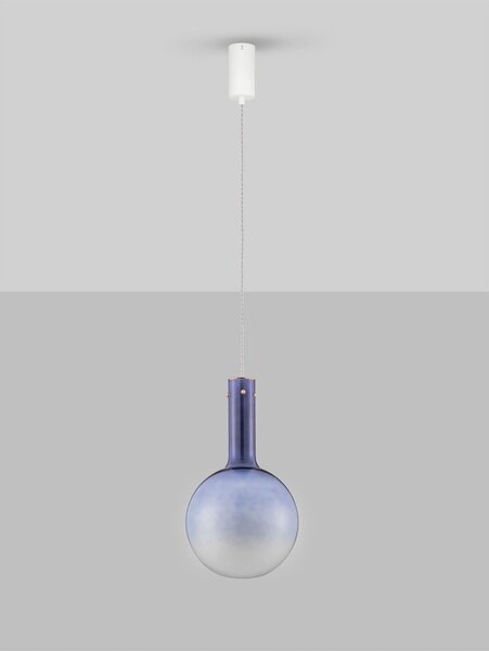Синьо стъклено LED затъмняващо се висящо осветително тяло ø 25 cm Nostos – Nova Luce