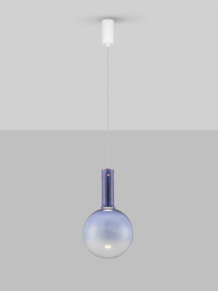 Синьо стъклено LED затъмняващо се висящо осветително тяло ø 25 cm Nostos – Nova Luce