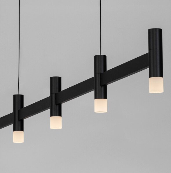 Матово черно алуминиево LED затъмняващо се висящо осветително тяло с абажур от акрилно стъкло Poetic – Nova Luce