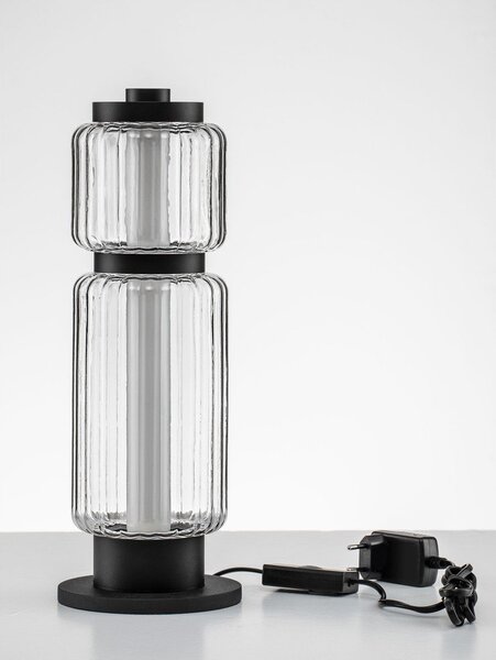 Матово черно стъклена LED настолна лампа (височина 39 cm) Liesa – Nova Luce
