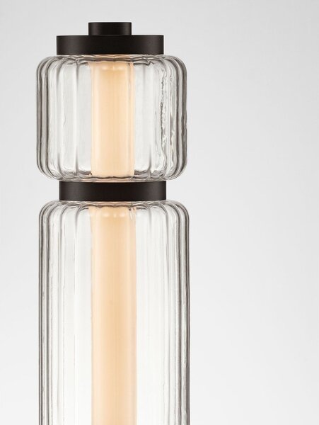 Матово черно стъклена LED настолна лампа (височина 39 cm) Liesa – Nova Luce