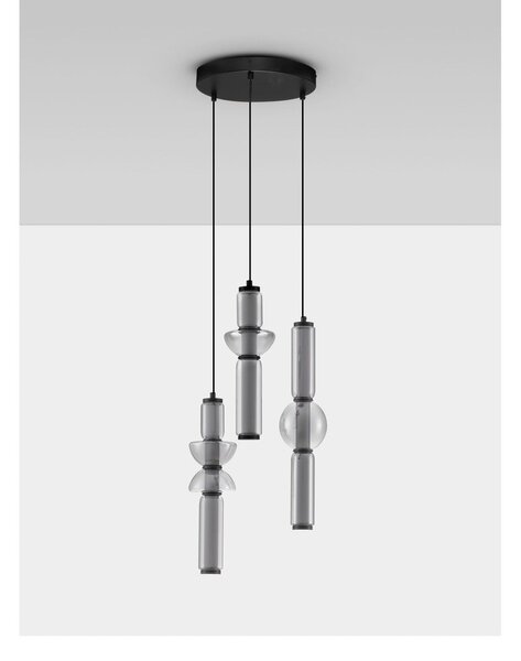 Сиво стъклено LED затъмняващо се висящо осветително тяло ø 38 cm Ulon – Nova Luce